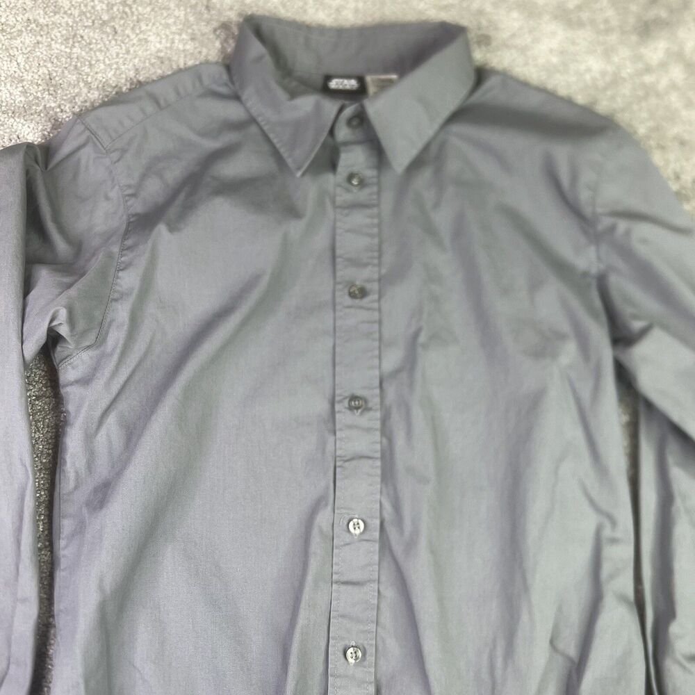 Star Wars Shirt Boys Medium Gray Solid Long Sleeve 14/16 Button Youth